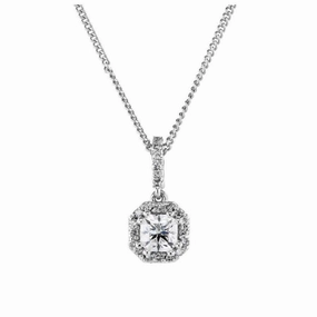 18ct White Gold Octagonal Diamond Halo Cluster Pendant texture-diamond  