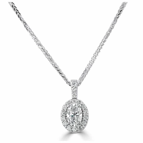 18ct White Gold Oval Cut Diamond Halo Cluster Pendant texture-diamond  