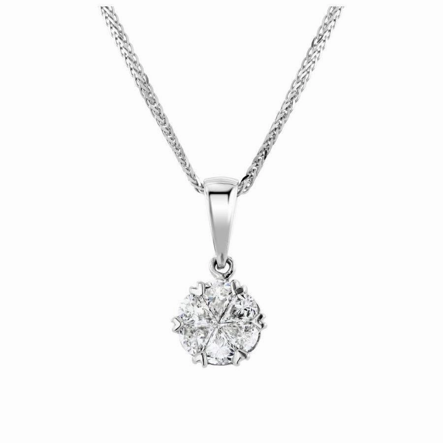 18ct White Gold Pear Cut Diamond Cluster Pendant & Chain texture-diamond  