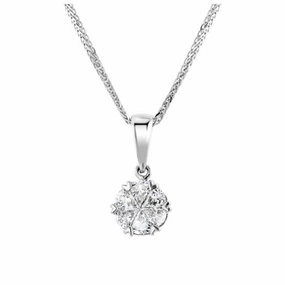 18ct White Gold Pear Cut Diamond Cluster Pendant & Chain texture-diamond  