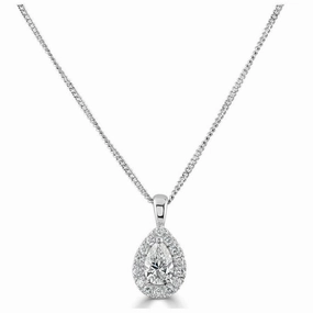 18ct White Gold Pear Cut Diamond Halo Cluster Pendant texture-diamond  