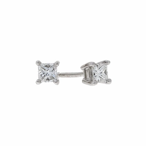 18ct white gold princess cut diamond stud earrings texture-diamond  