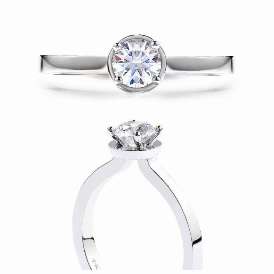 18ct white gold Purely Bridal solitaire ring texture-diamond  