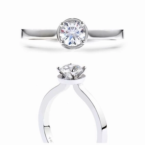 18ct white gold Purely Bridal solitaire ring texture-diamond  