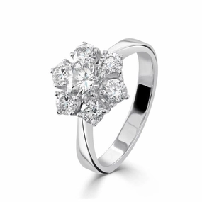 18ct White Gold Roudn Brilliant Cut Diamond Cluster Ring texture-diamond  