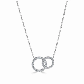 18ct White Gold Round Brilliant Cut Diamond Interlocking Circle Pendant texture-diamond  