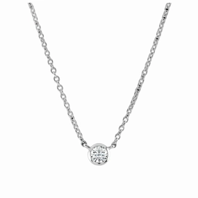 18ct White Gold Rubover Set 0.10ct Round Brilliant Cut Diamond Pendant & Chain texture-diamond  