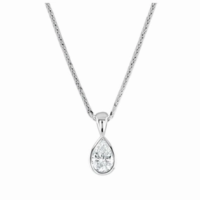 18ct White Gold Rubover Set 0.60ct Pear Cut Diamond Pendant & Chain texture-diamond  