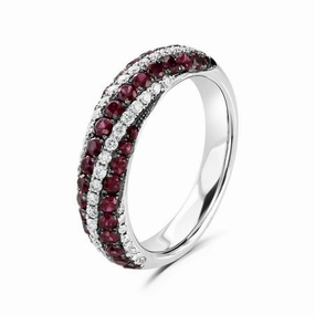 18ct White Gold Ruby & Diamond Set Striped Ring texture-diamond  