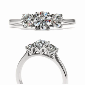 18ct White Gold Simply Bridal Blossom Round Brilliant Cut Diamond Trilogy Ring texture-diamond  