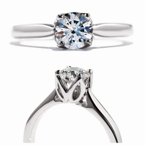 18ct white gold Simply Bridal Leaf solitaire diamond ring texture-diamond  