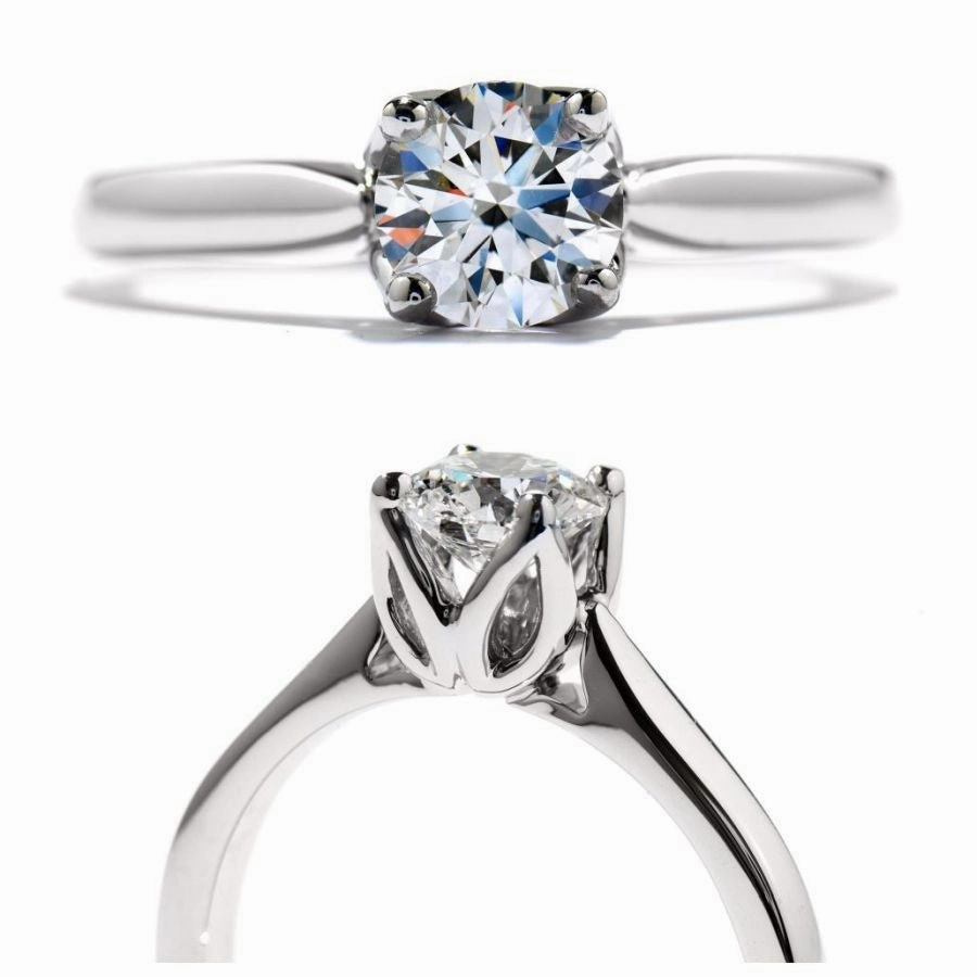 18ct white gold Simply bridal leaf solitaire diamond ring texture-diamond  