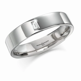 18ct White Gold Single Inset Baguette Cut Diamond Wedding Band texture-diamond  