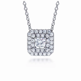 18ct White Gold Transcend Diamond Set Double Halo Pendant & Chain texture-diamond  