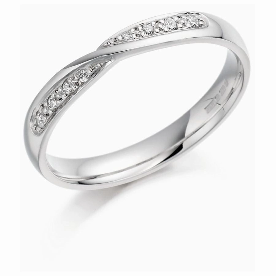 18ct White Gold X-O 4dia Either Side texture-diamond  