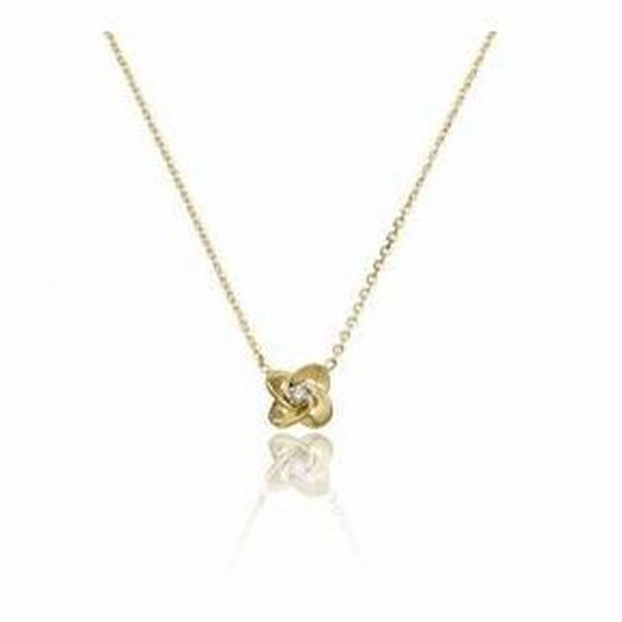 18ct Yellow & White Gold Link Joy Diamond Pendant & Chain texture-diamond  