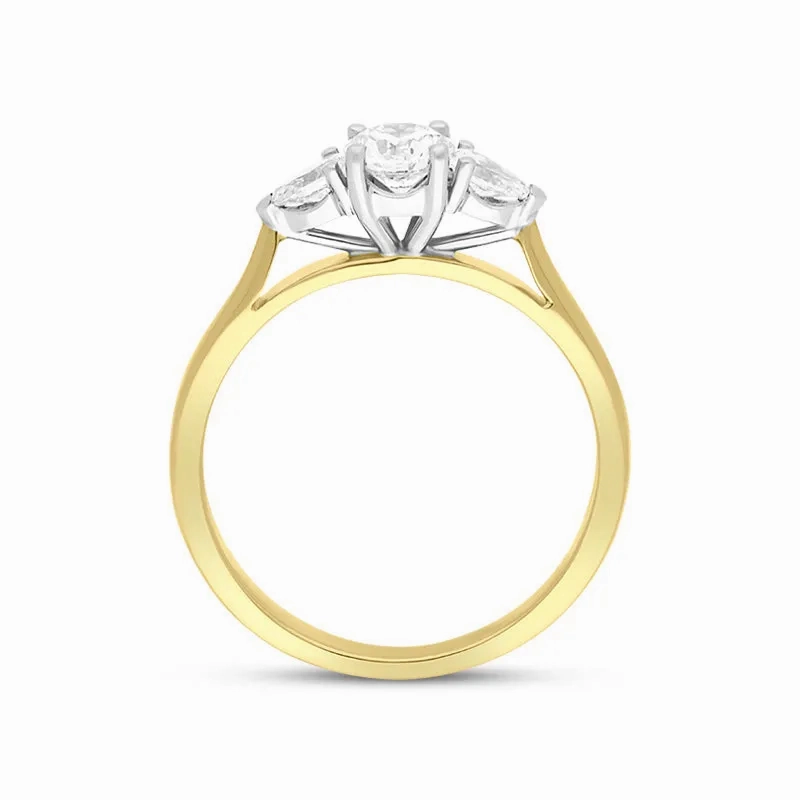 18ct Yellow Gold 0.63ct Diamond Pear Cut Three Stone Ring