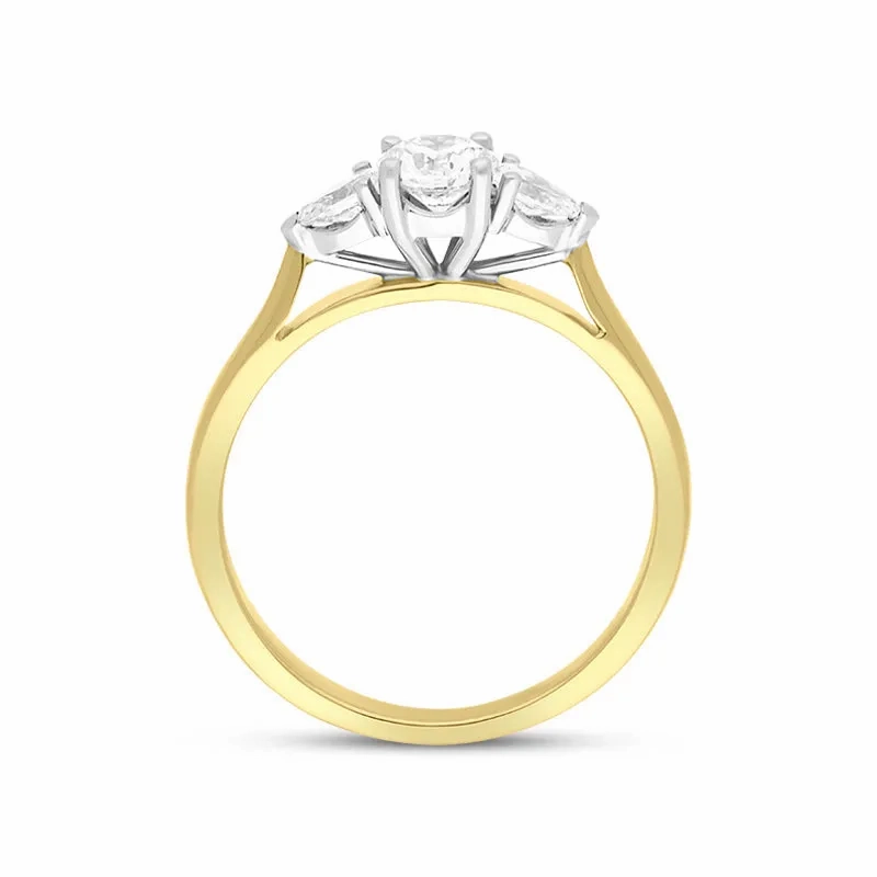18ct Yellow Gold 0.63ct Diamond Pear Cut Three Stone Ring