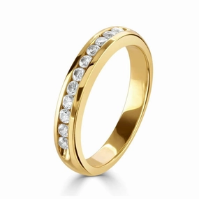 18ct Yellow Gold 11-Stone Round Brilliant Cut Diamond Half Eternity Ring texture-diamond  