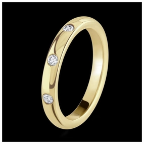 18ct Yellow Gold 3 Diam 0.09 Crt Band texture-diamond  