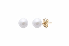 18ct Yellow Gold 6mm Akoya Pearls Stud Earrings texture-pearl  