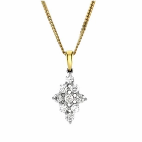 18ct Yellow Gold 9-Round Brilliant Cut Diamond Cluster Pendant & Chain texture-diamond  