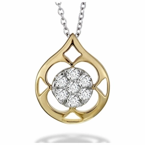 18ct Yellow Gold & Platinum Round Brilliant Cut Diamond Set Copley Pendant texture-diamond  