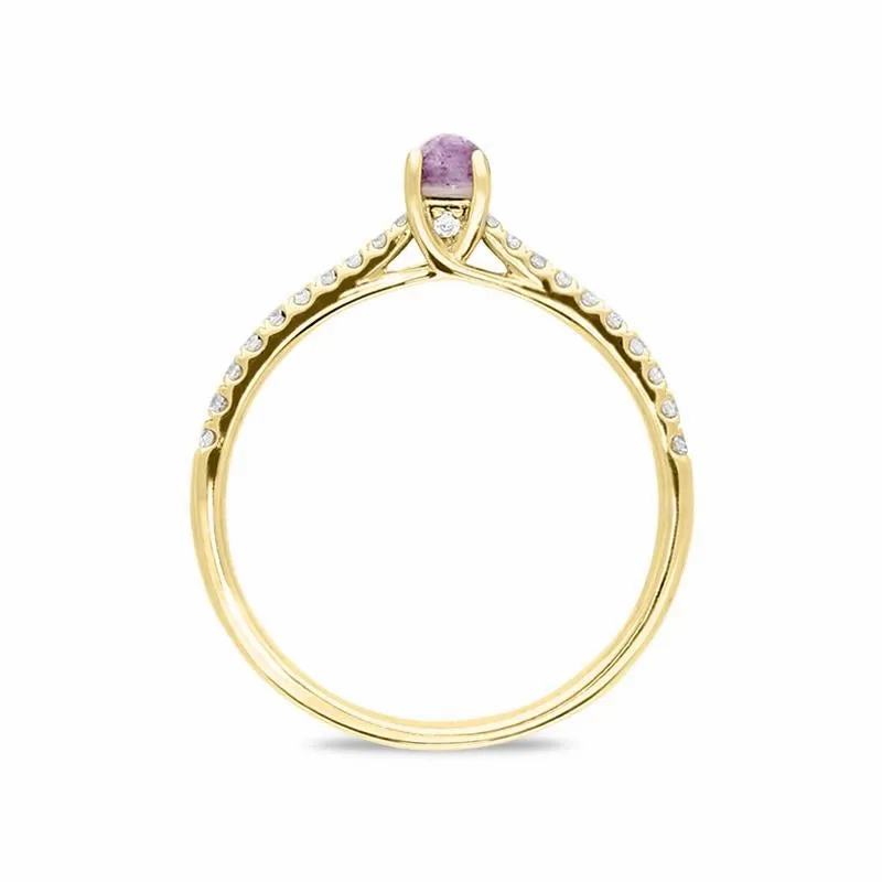 18ct Yellow Gold Blue John Diamond Round Solitaire Ring