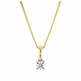 18ct Yellow Gold Claw Set 0.12ct Round Brilliant Cut Diamond Pendant texture-diamond  
