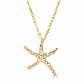 18ct Yellow Gold Diamond Set Starfish Pendant texture-diamond  