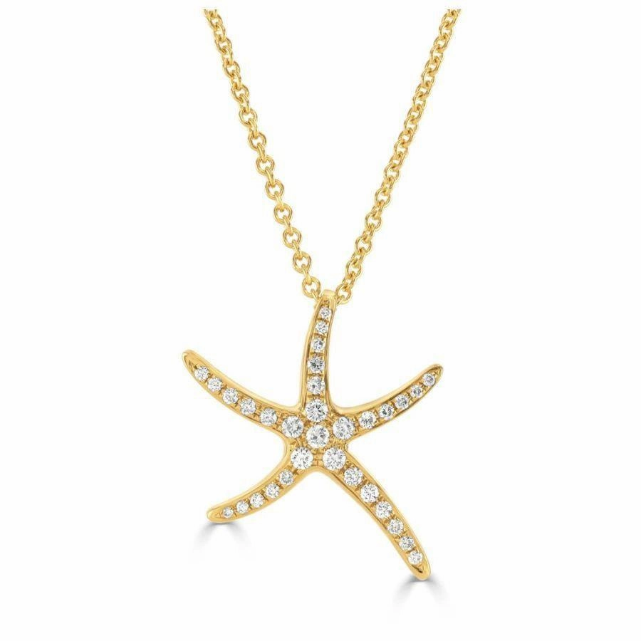 18ct Yellow Gold Diamond Set Starfish Pendant texture-diamond  