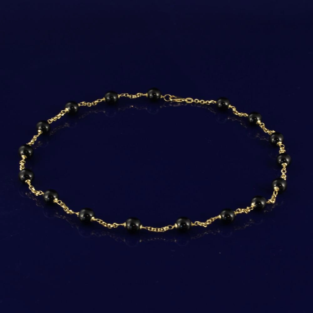 18ct Yellow Gold Onyx 18 Necklace texture-pearl  