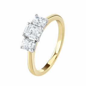 18ct Yellow Gold Radiant Cut Diamond Trilogy Ring texture-diamond  