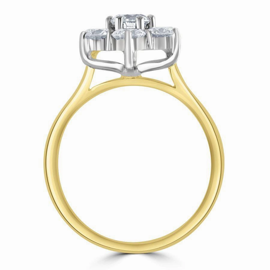 18ct Yellow Gold Round Brilliant Cut Diamond Cluster Ring
