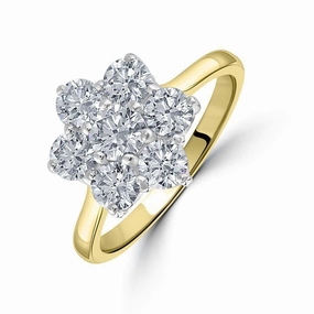 18ct Yellow Gold Round Brilliant Cut Diamond Cluster Ring texture-diamond  