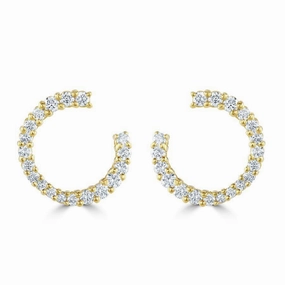18ct Yellow Gold Round Brilliant Cut Diamond Loop Earrings texture-diamond  
