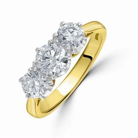 18ct Yellow Gold Round Brilliant Cut Diamond Trilogy Ring texture-diamond  