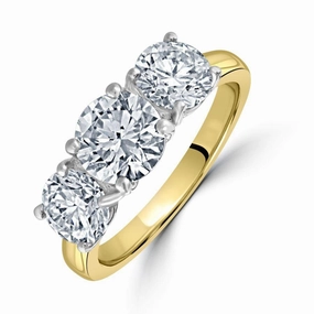 18ct Yellow Gold Round Brilliant Cut Diamond Trilogy Ring texture-diamond  