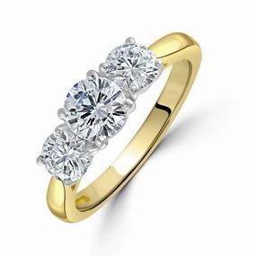 18ct Yellow Gold Round Brilliant Cut Diamond Trilogy Ring texture-diamond  