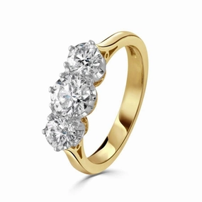 18ct Yellow Gold Round Brilliant Cut Diamond Trilogy Ring texture-diamond  