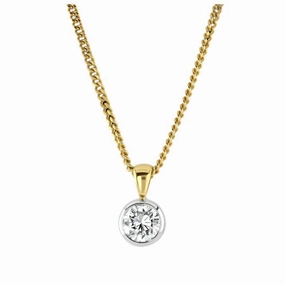 18ct Yellow Gold Rubover Set 0.71ct Round Brilliant Cut Diamond Pendant texture-diamond  