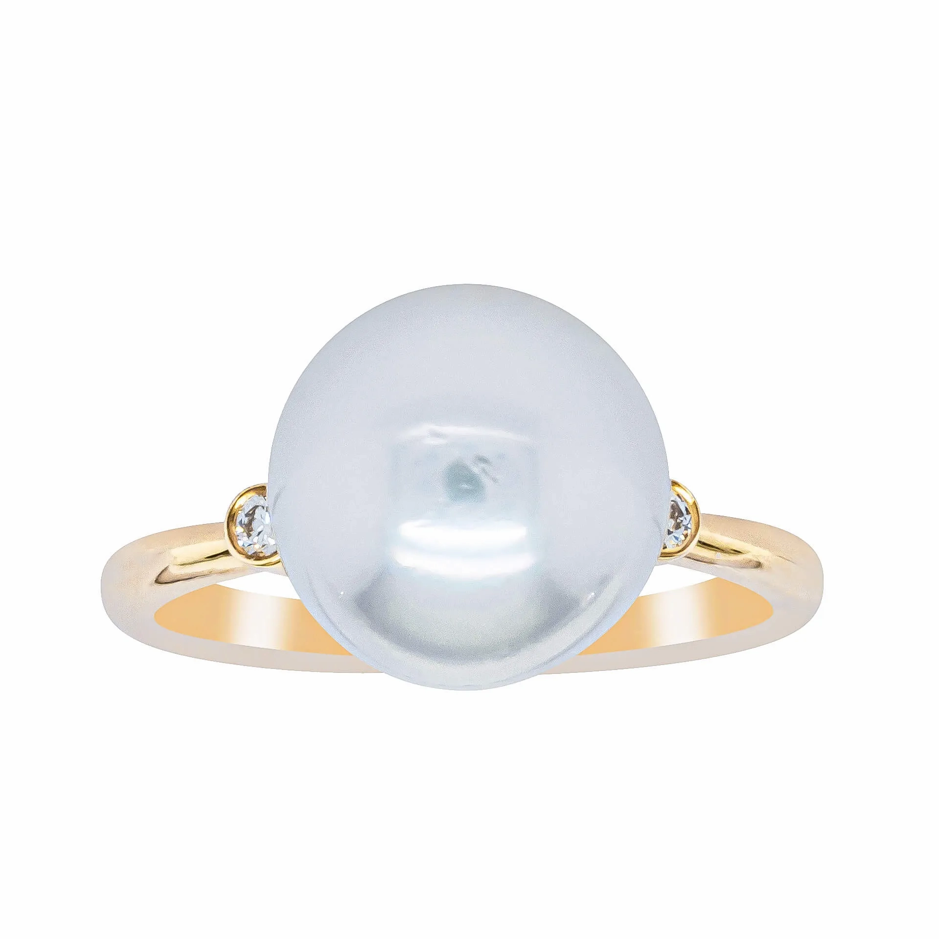 18ct Yellow Gold South Sea Pearl &amp; Diamond Ring