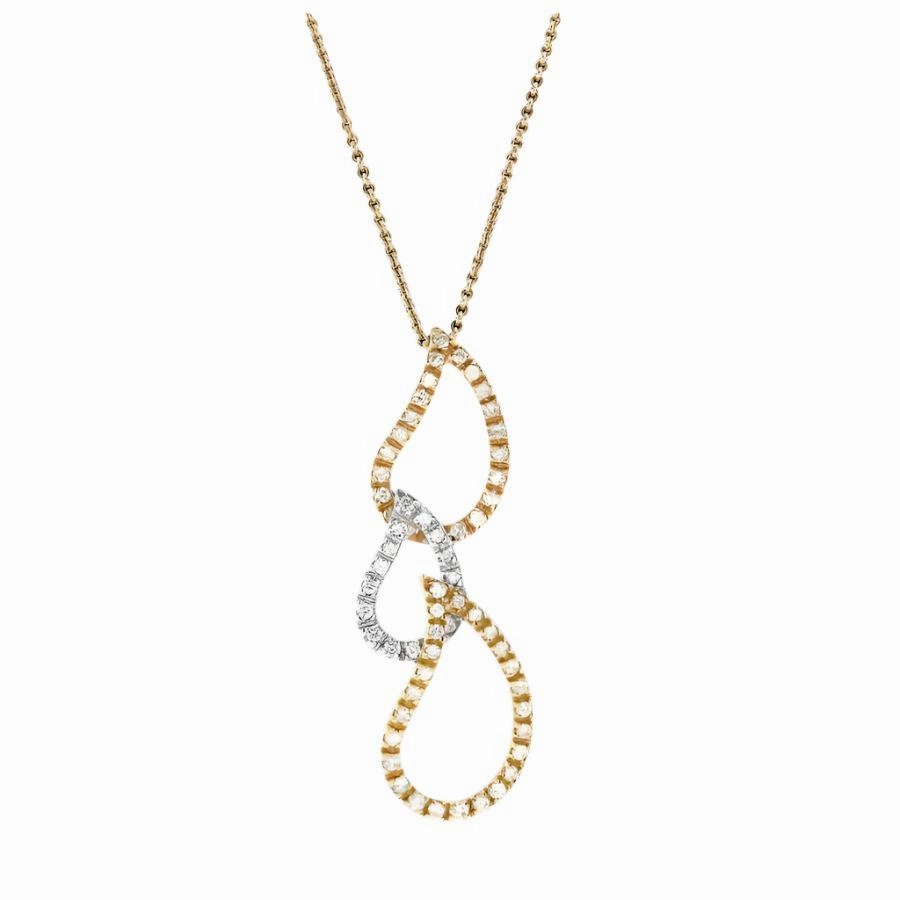 18ct Yellow, White & Rose Gold Triple Teardrop Diamond Set Pendant & Chain texture-diamond  