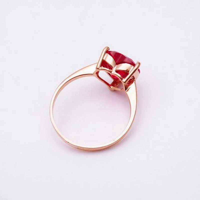 18K Color Gold Love Set Red Stone Ring