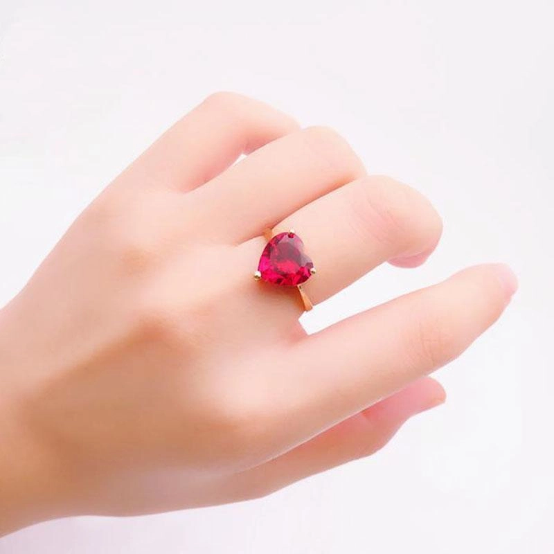18K Color Gold Love Set Red Stone Ring