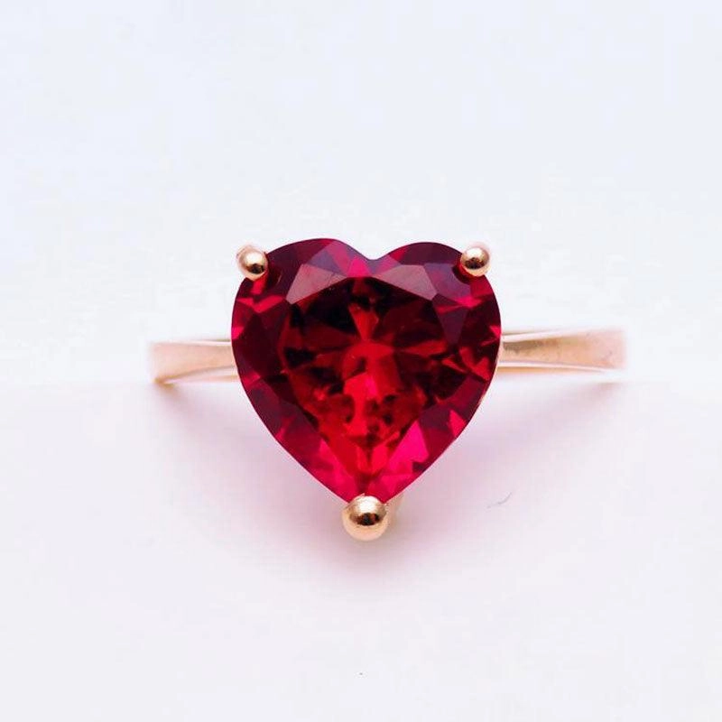 18K Color Gold Love Set Red Stone Ring