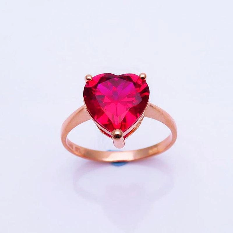 18K Color Gold Love Set Red Stone Ring