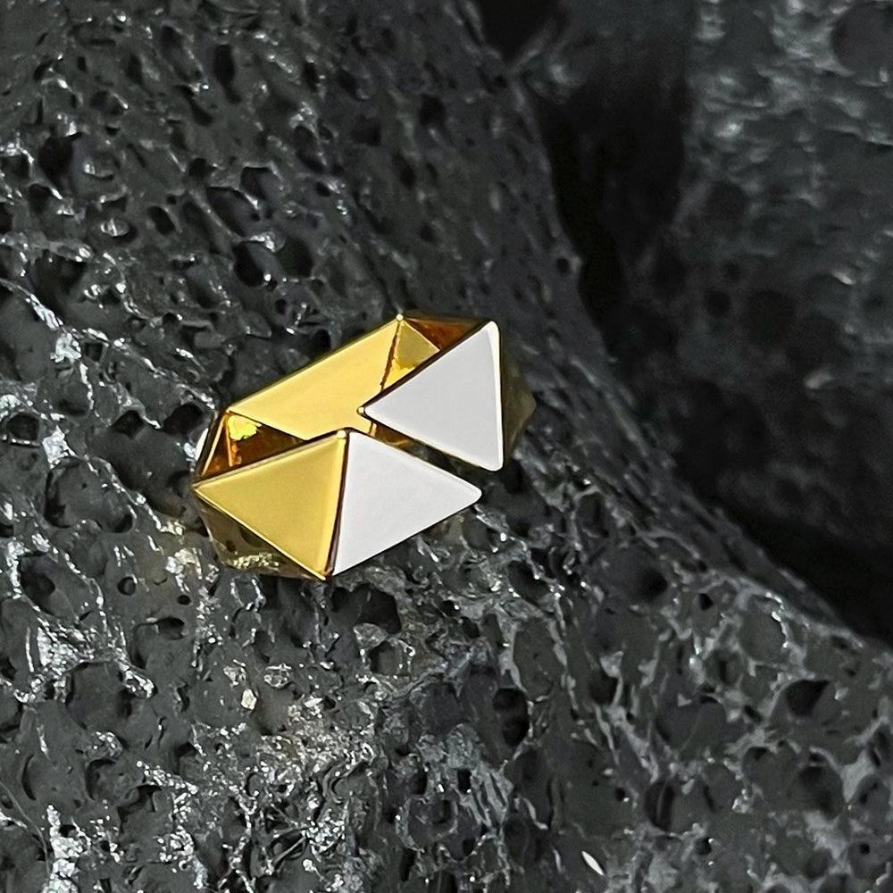 18K Gold Brass Color Matching Meteorite Ring