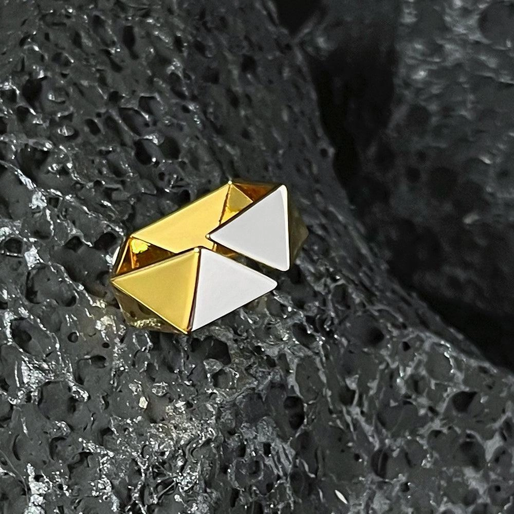18K Gold Brass Color Matching Meteorite Ring