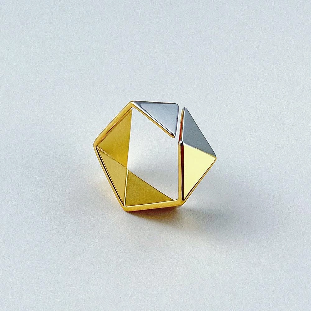 18K Gold Brass Color Matching Meteorite Ring